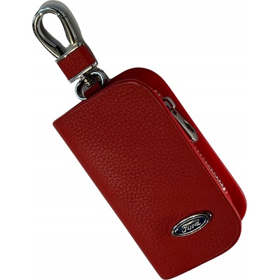 Kľúčenka KOŽENÉ PUZDRO na kľúče FORD logo do auta ELEGANTNÁ červená