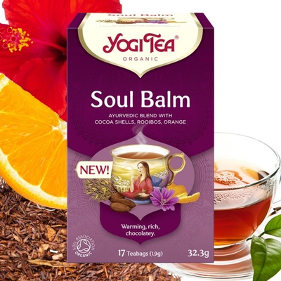 Yogi Tea Soul Balm Organic ájurvédský čaj rooibos kakao pomeranč 17 x 1,9 g