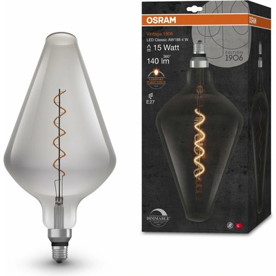 Osram dymová stmievateľná LED žiarovka E27 4 W VINTAGE CONE, teplá biela 4058075761018