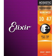 Elixir 16002 Extra Light (Phosphor bronze), NANOWEB