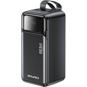 Awei PA-106 аварийно зарядно устройство с 3 Type-C порта, 50 000 mAh, LED дисплей, ЧЕРНО (PA-106)
