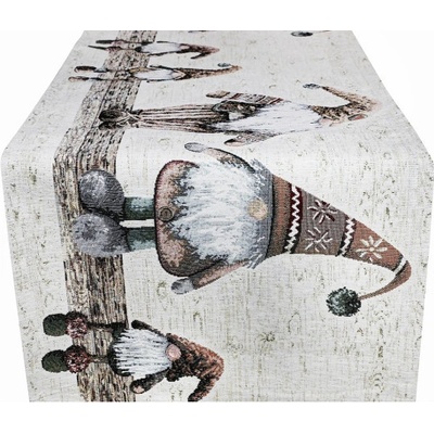 Mondo Vianočný gobelínový behúň Béžoví škriatkovia Chenille IT05 Béžová 40x130cm