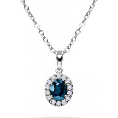 Ouda diamonds Retiazka z bieleho zlata s príveskom zo zafíru a briliantov 20001573b