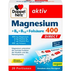 Doppelherz aktiv магнезий 400 + B6 + B12 + фолиева киселина Direct - 20 сашета