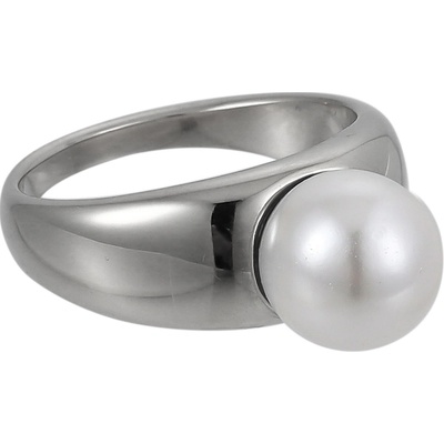 JVD Dámský ocelový prsten s bílou perlou SSSR0003XI9P1