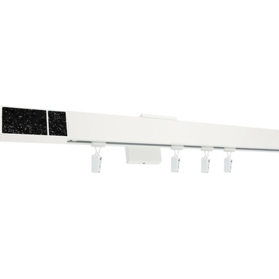 Kovovégarnýže Garnýže Quadrato crystal dark bílá lesklá Jednořadá, 101-150cm, jezdec s kovovou žabkou