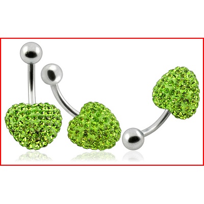 Steel Jewelry piercing zelené srdce z chirurgické oceli PR121143