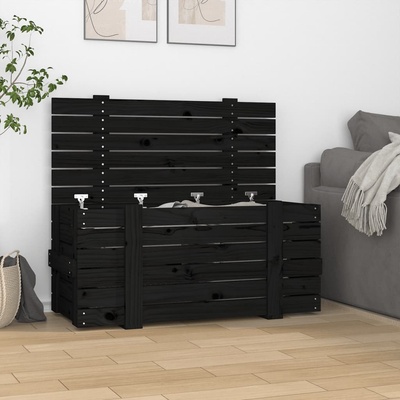 vidaXL Úložný box černý 91 x 40,5 x 42 cm masivní borové dřevo