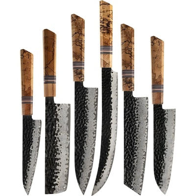 HARAHU Комплект кухненски ножове дамаск ze-37435 - Кафяв kp37435 (ze-37435)