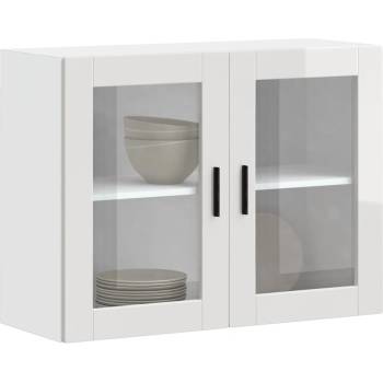 vidaXL Кухненски стенен шкаф със стъклена врата Porto бял гланц (854089)