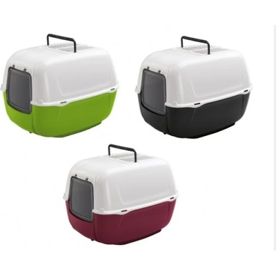 Ferplast Prima Cat Toilet - Затворена котешка тоалетна с филтри с активен въглен, 52, 5 x 39, 5 x h 38 см. зелена, червена, черна