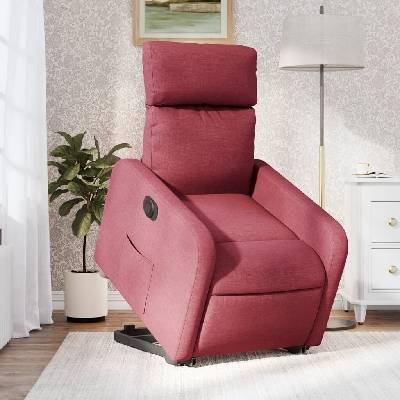 vidaXL 3206723 Elektrické zvedací polohovací křeslo textil vínová červená