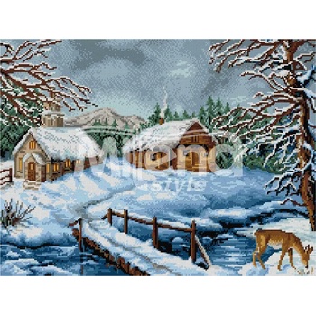 Milena Style Зима в гората - гоблен със схема конци Ariadna 1: 1