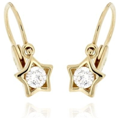 Zlatnictví U Kostela zlaté dětské náušnice bílé hvězdičky 5240