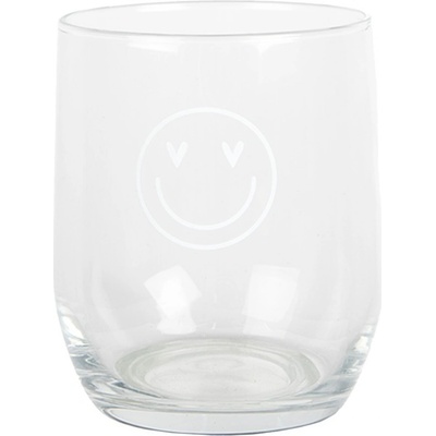 Clayre & Eef Sklenička se smajlíkem Heart & Smile Ø 8*9 cm 300 ml