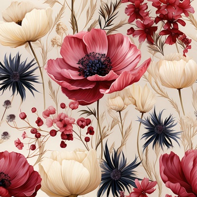 Takoy Zatemňovací látka/blackout MAXI vzor máky 3D béžové