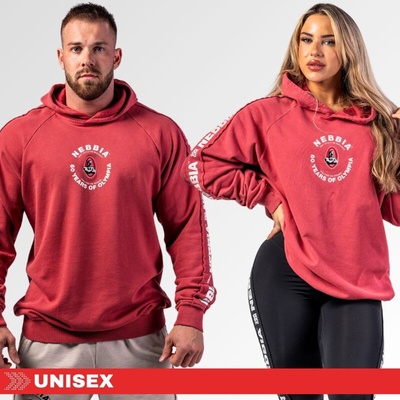 Nebbia Unisex washed mikina s kapucňou Heritage 793 red