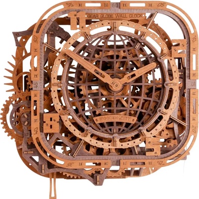 WOODEN CITY 3D puzzle Gear Globe nástěnné hodiny 416 ks