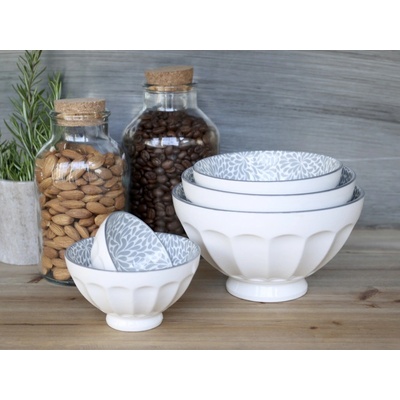 Arés 5ks bílá porcelánová miska se šedými detaily uvnitř 15 x 9 cm