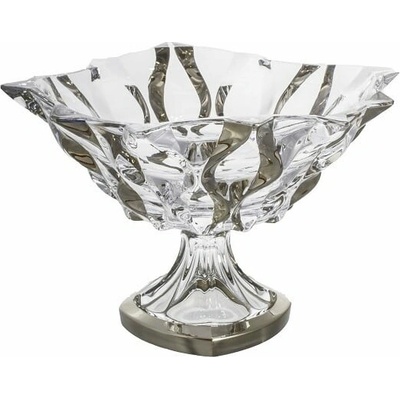 Crystal Bohemia Krištáľová miska na nohe Samboa platinum 30,5 cm
