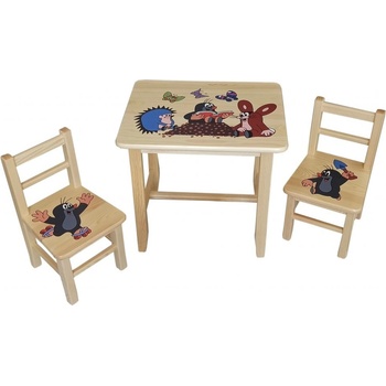 ČistéDřevo Dřevěný dětský stoleček s židličkami Krteček