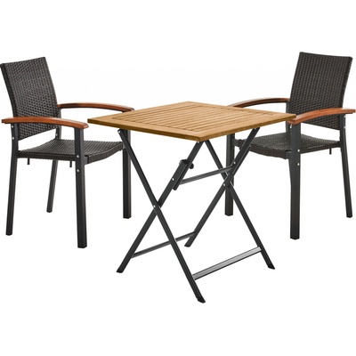 Livarno Home Sada hliníkového zahradního nábytku se sklápěcím stolem Valencia, 3dílná, hnědá