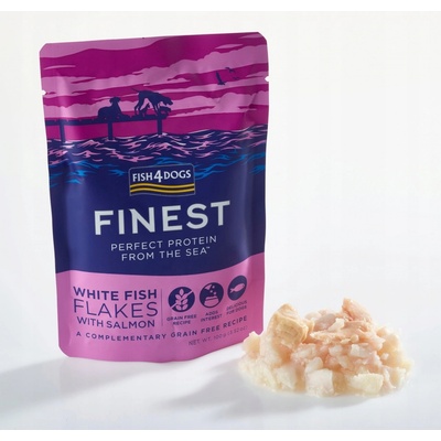 Fish4Dogs Finest kúsky bielej ryby s lososom 100 g