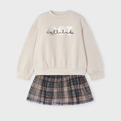 Mayoral Комплект пола тюл фантазия и блуза пясък за мини момиче Майорал