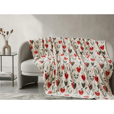 Textilomanie Mikroplyšová deka WINTER HEARTS farebná 200x220