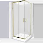 Mexen Rio квадратна душ кабина 80 x 80 см, матирана, златна + поддушово корито, (860-080-080-50-30-4510)