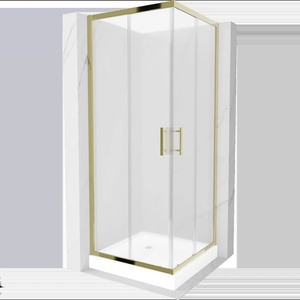 Mexen Rio квадратна душ кабина 80 x 80 см, матирана, златна + поддушово корито, (860-080-080-50-30-4510)