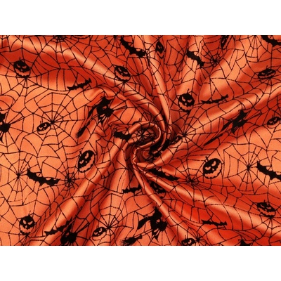 Dekorační satén Halloween / čarodějnice, střední, 2 oranžová