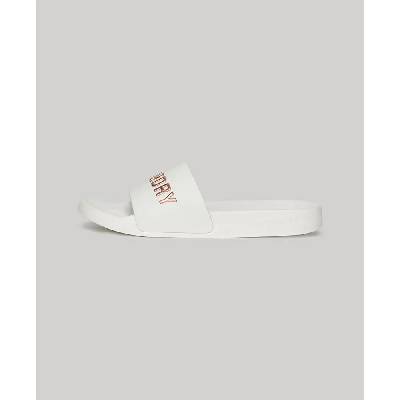 Logo Vegan Pool slides - White (Optic / Metallic Rose Gold)