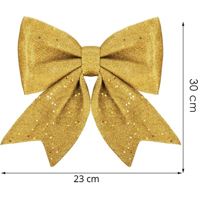 SPRINGOS Vánoční mašle s flitry 30x27,5cm zlatá vánoční dekorace CA1301-XG