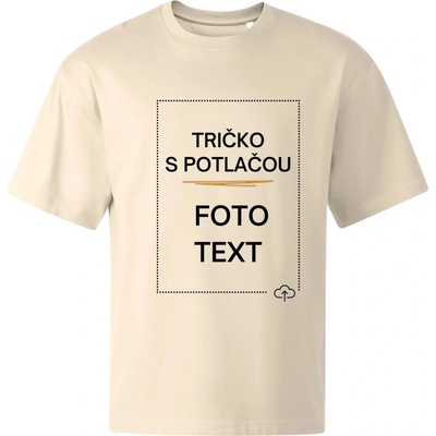Oversized tričko s potlačou béžová