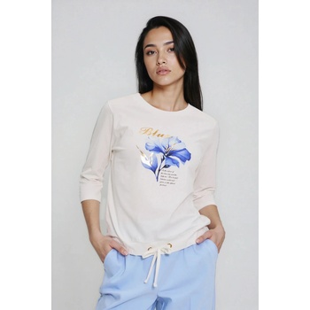 Moodo Блуза с принт и връзване в бяло Moodo Moodo | Byal | ЖЕНИ | 38