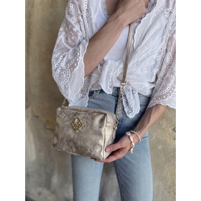 Laura Biaggi Zlatá crossbody s dvoma zipsmi