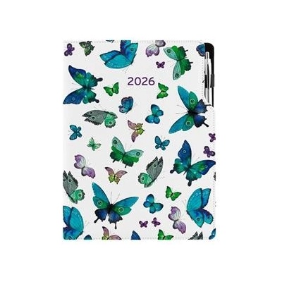 Design A4 denní 2026 Motýli modří