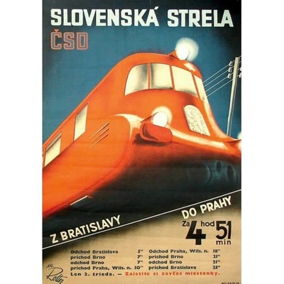 Slovenská Strela ČSD - ceduľa 29cm x 20cm Plechová tabuľa