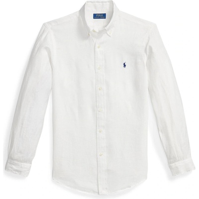 Ralph Lauren Риза с дълъг ръкав Polo Ralph Lauren Linen Long Sleeve Shirt - White