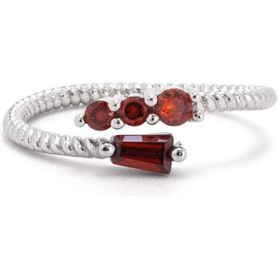 Rafity Stříbrný prsten Fiery Elegance s rubínovými zirkony R0110 07