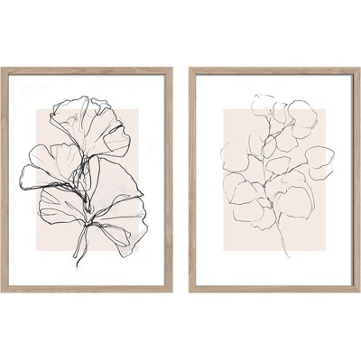 Styler Печатни картини в комплект 2 бр. с включена рамка 30x40 cm Floral Set - Styler (OB-15018)