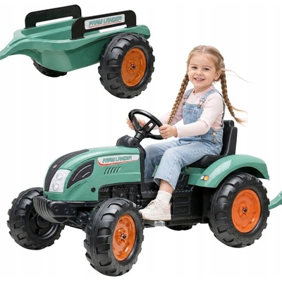 FALK Šliapací traktor 1054AB Farm Lander s vlečkou zelený
