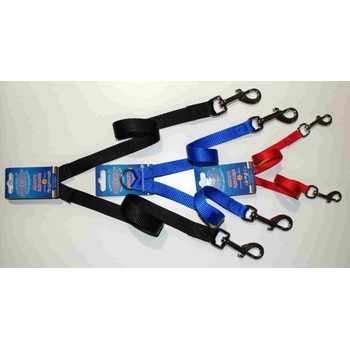 Miazoo Миазоо - Накрайник, повод изкуствена лента за две кучета 20мм/45см син