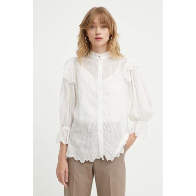 Bruuns Bazaar Риза Bruuns Bazaar CyperusBBCaro shirt дамска в бяло със стандартна кройка с права яка BBW3981 (BBW3981)