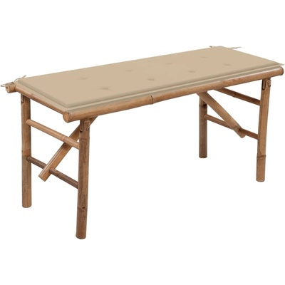 vidaXL Сгъваема градинска пейка с възглавница, 118 см, бамбук (3063852)