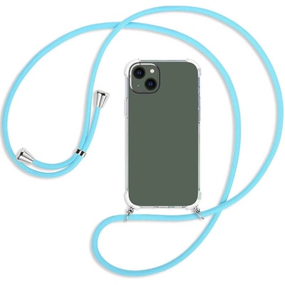 Pouzdro SES Průhledné silikonové ochranné se šňůrkou na krk Xiaomi Redmi 9 - světle modré