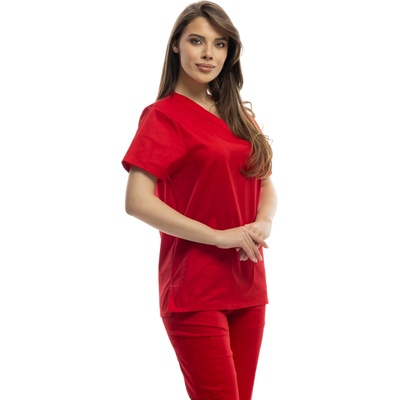 Медицински екип Lisa Red - памучен, еластичен, червен (B9150RD)