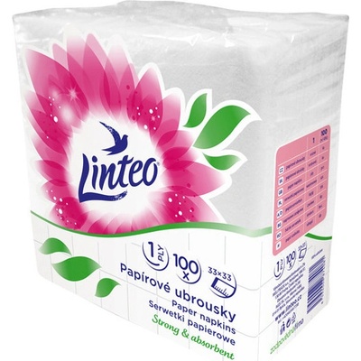 Linteo Ubrousky Satin 1V bílá 100ks 33x33cm