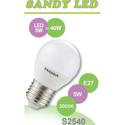 Sandy LED žárovka LED E27 B45 S2540 5W teplá bílá